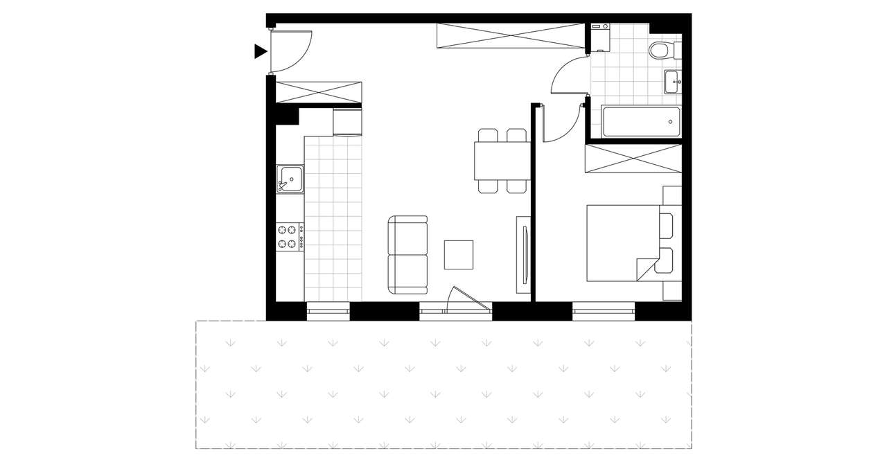 2-pokojowe mieszkanie 47m2 + taras Bez Prowizji - Pełny obrazek: 3/4