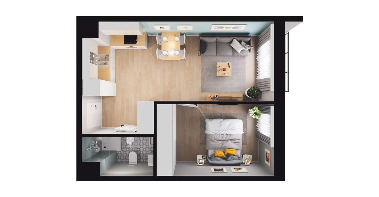 2-pokojowe mieszkanie 38m2 + balkon Bezpośrednio - Pełny obrazek: 2/8