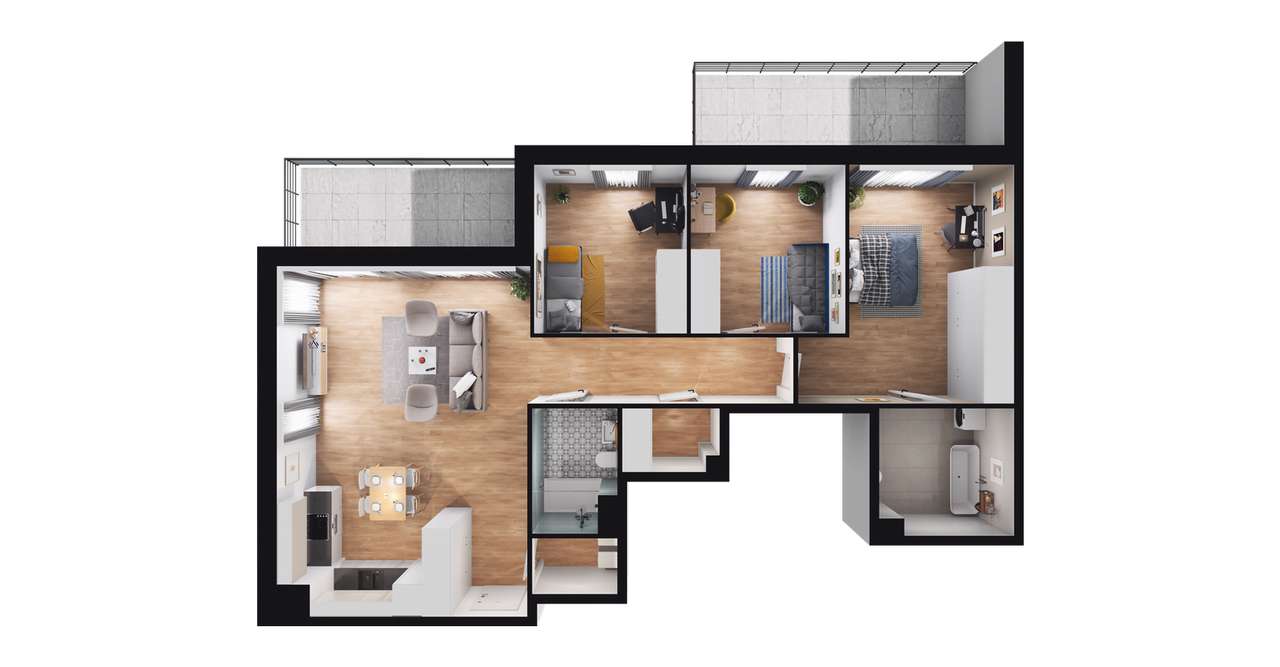 4-pokojowe mieszkanie 92m2 + 2 balkony - Pełny obrazek: 3/9