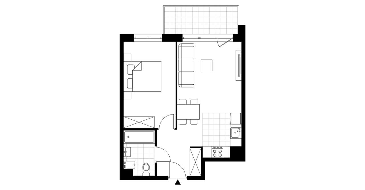 2-pokojowe mieszkanie 42m2 + balkon Bezpośrednio - Pełny obrazek: 3/8