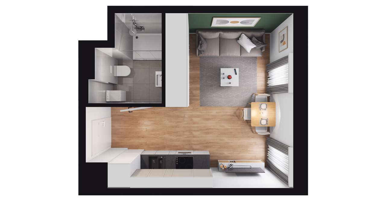 1-pokojowe mieszkanie 25m2 Bezpośrednio - Pełny obrazek: 3/9