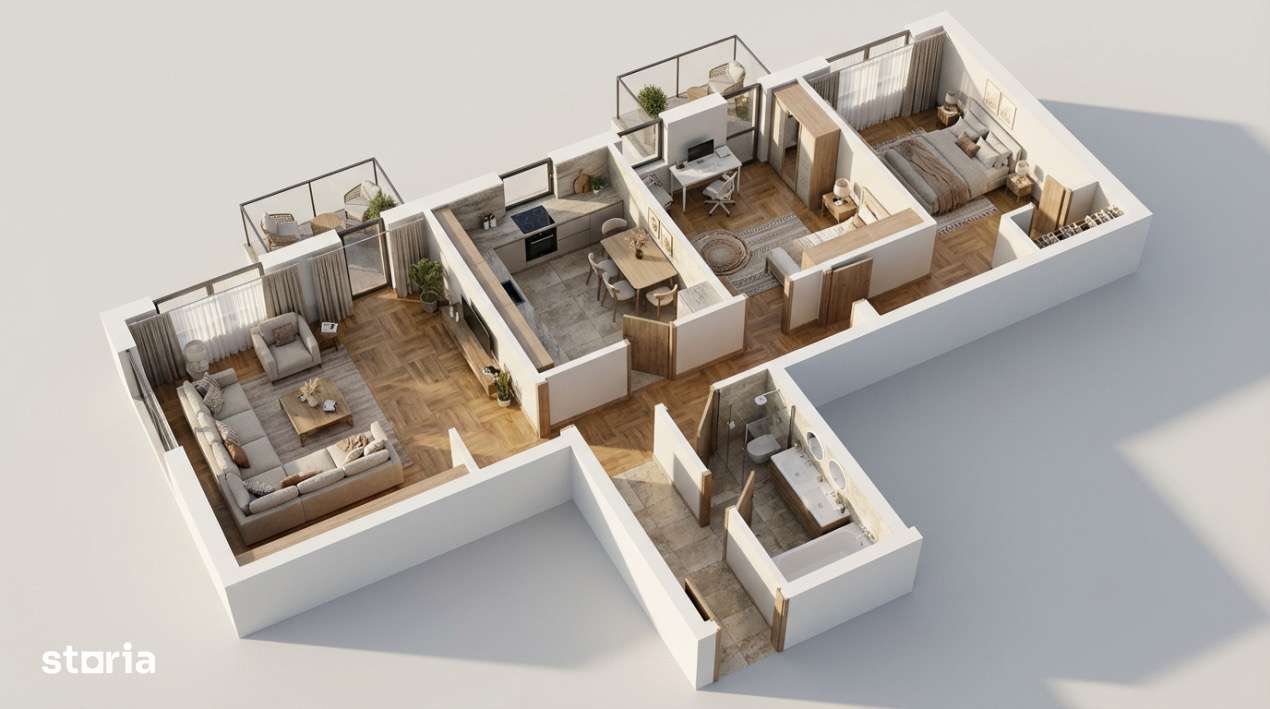 Apartament 3 CAM, SU 79.83MP, 2 BALCOANE, zona IRIS-0