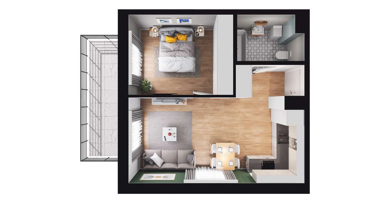 2-pokojowe mieszkanie 39m2 + balkon Bez Prowizji - Pełny obrazek: 2/8