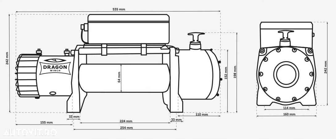 Troliu electric cablu sintetic DRAGON WINCH ST 13000lbs(5897 kg) 12 V - 4