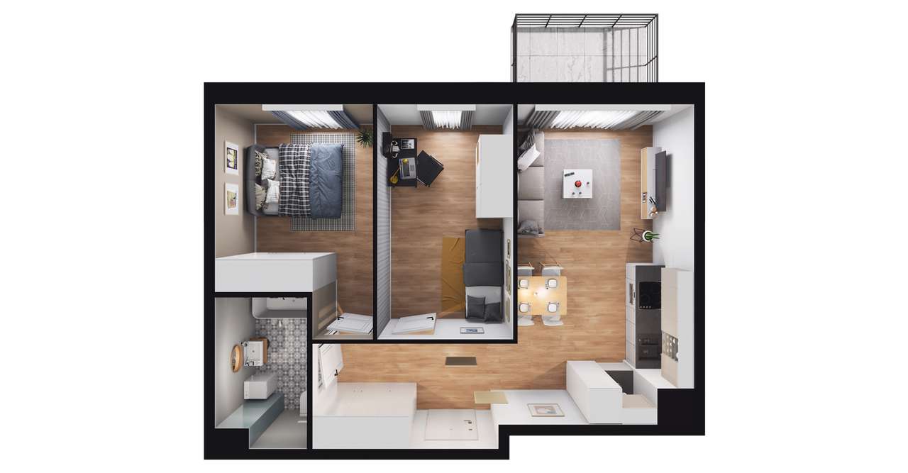 3-pokojowe mieszkanie 49m2 + balkon Bezpośrednio - Pełny obrazek: 2/8