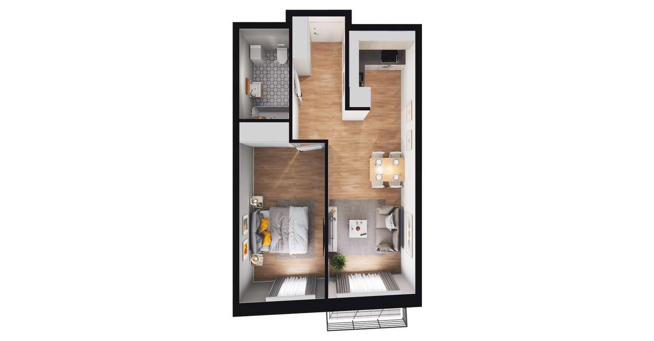 2-pokojowe mieszkanie 44m2 + balkon Bez Prowizji - Pełny obrazek: 3/9