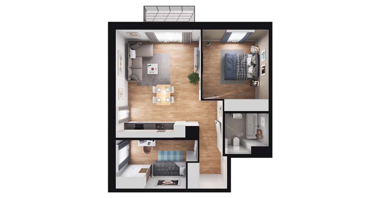 3-pokojowe mieszkanie 57m2 + balkon Bezpośrednio - Pełny obrazek: 2/8