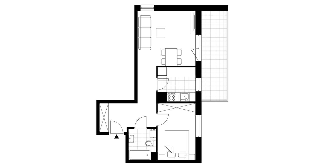 2-pokojowe mieszkanie 42m2 + balkon - Pełny obrazek: 3/6