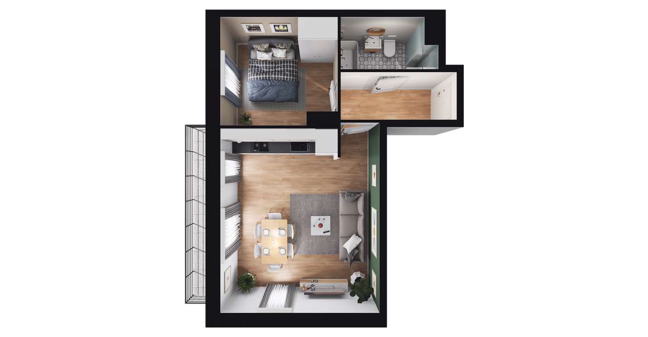 2-pokojowe mieszkanie 39m2 + balkon Bez Prowizji - Pełny obrazek: 2/7