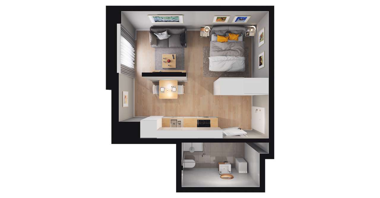 1-pokojowe mieszkanie 29m2 Bez Pośredników - Pełny obrazek: 2/8