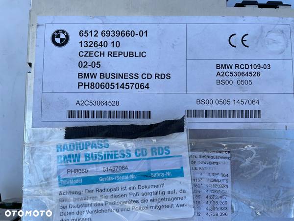 RADIO RADIO BMW BUSINESS CD BMW E46 65126939660-01 13264010 - 6