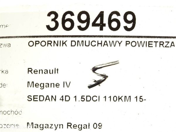 OPORNIK DMUCHAWY POWIETRZA RENAULT MEGANE IV liftback (B9A/M/N_) 2015 - 2022 1.5 dCi 110 (B9A3) 81 - 5