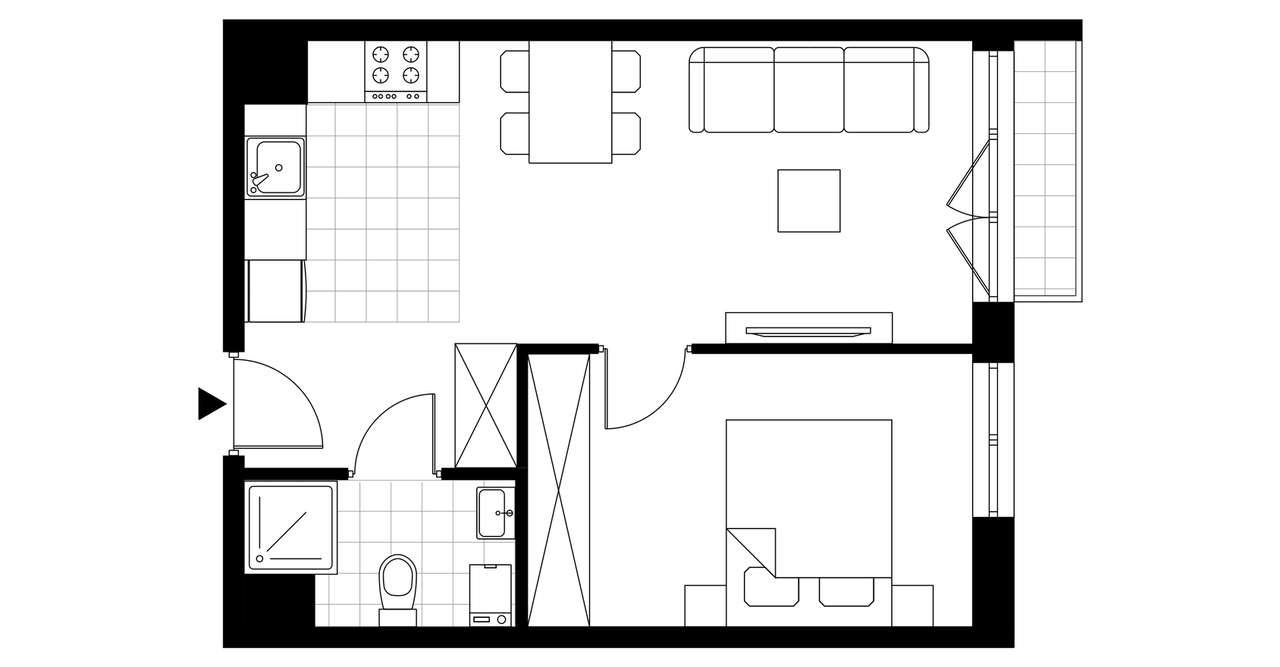 2-pokojowe mieszkanie 38m2 + balkon Bezpośrednio - Pełny obrazek: 3/8