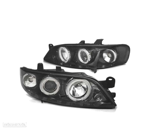 FARÓIS ANGEL EYES CCFL PARA OPEL VECTRA B 99-02 PRETO - 2