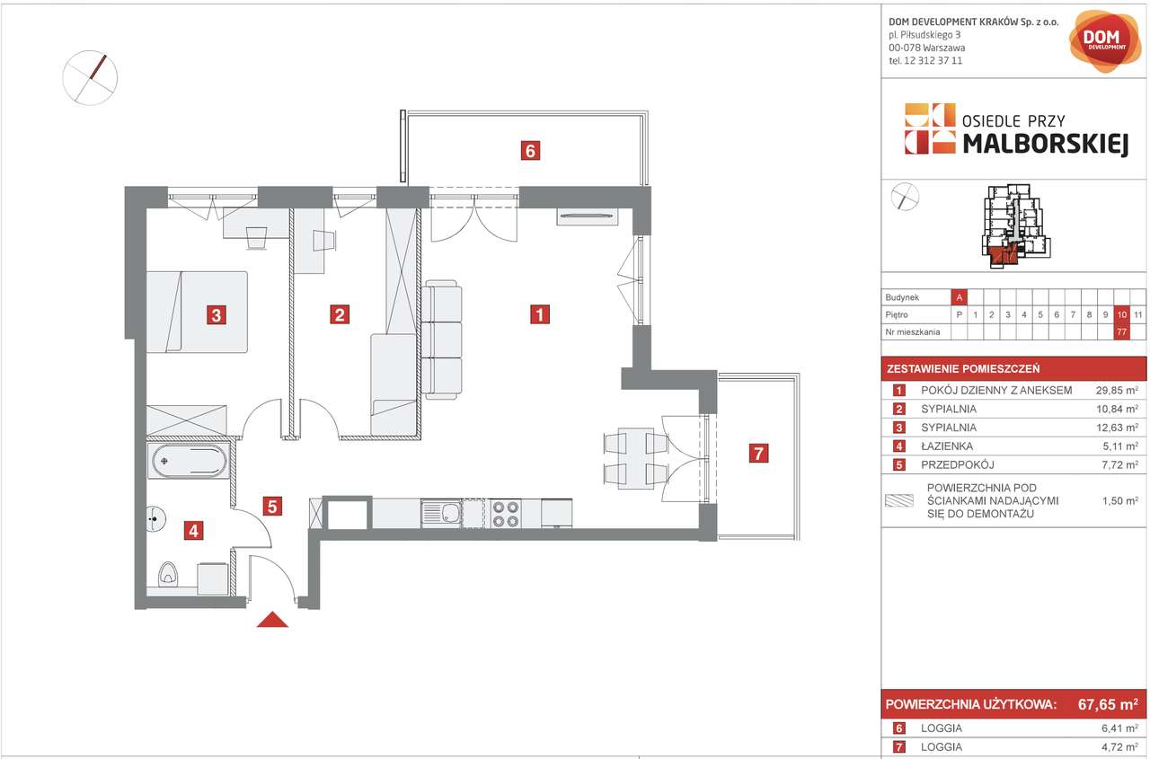 Wysoki standard pod klucz, 3 pokoje z balkonem i klimatyzacją-14