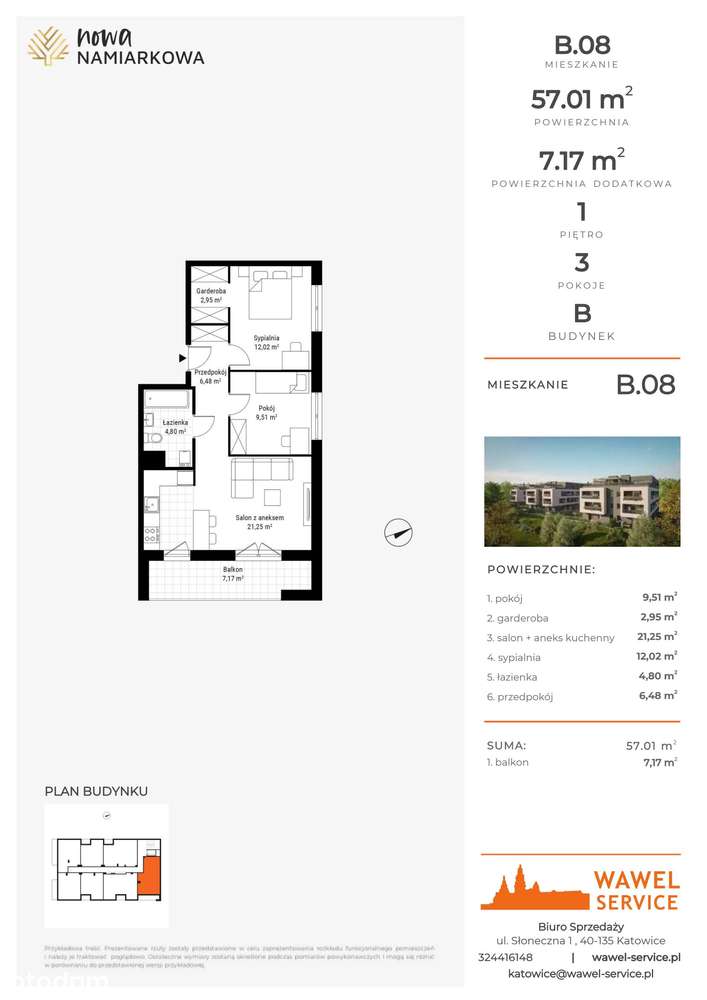 3-pokojowe mieszkanie 57m2 + balkon Bez Prowizji - Pełny obrazek: 2/9