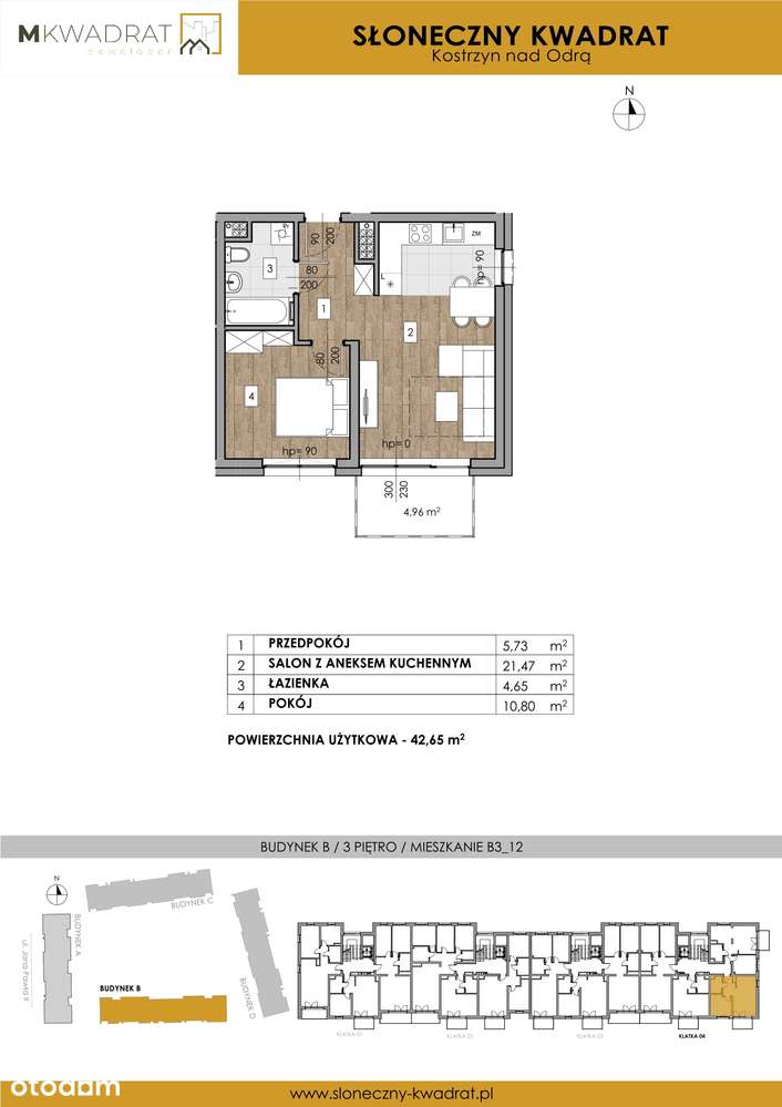 Słoneczny Kwadrat  | mieszkanie 2-pok. | B3_12 - Pełny obrazek: 2/6