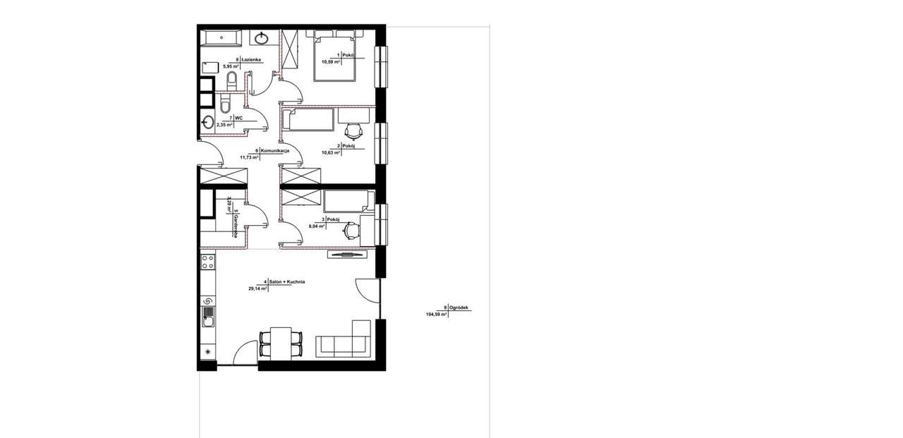 Nowe mieszkanie 81,27 m²| Ogródek 120 m² – 3 pokoje, garderoba,pralnia-12
