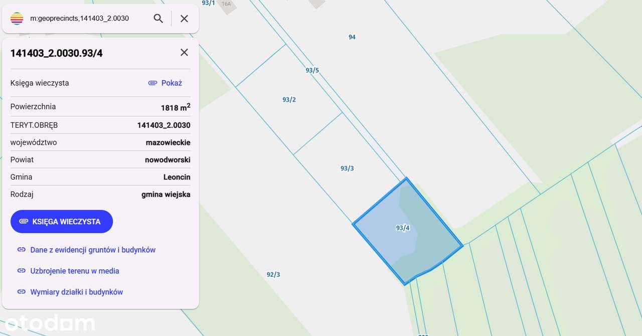 BEZ PROWIZJI * działka 1796 m2 pod Kampinosem * Wilków nad Wisłą *PsIV-4