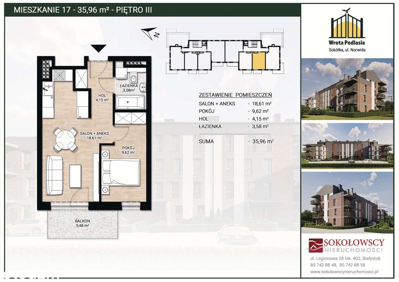 Sokółka, mieszkanie 35,96 m2, nowa inwestycja - Pełny obrazek: 5/5