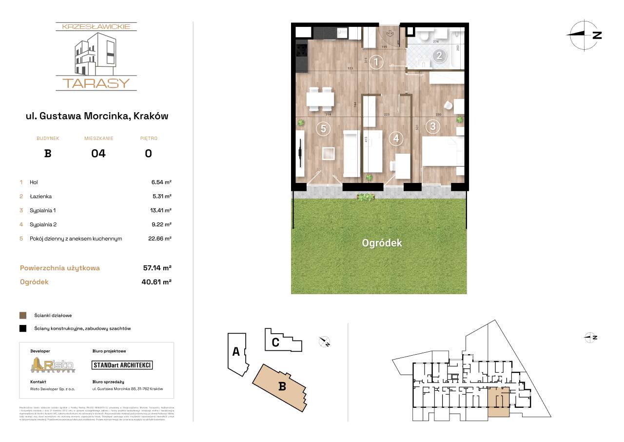 3-pokojowe mieszkanie 57m2 + ogródek - Pełny obrazek: 2/9