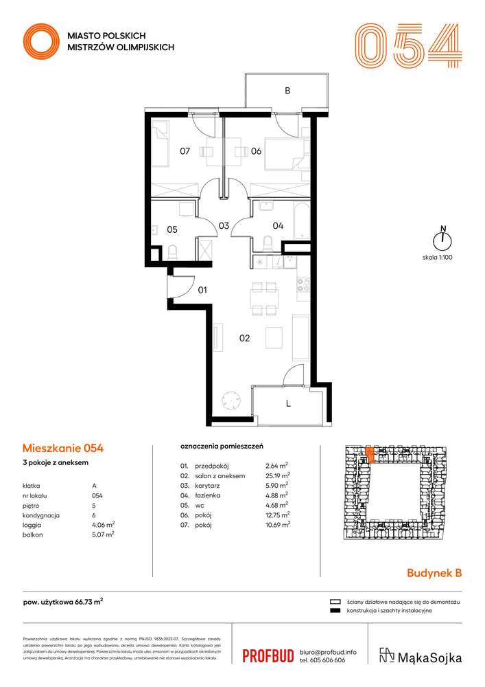 3-pokojowe mieszkanie 66m2 + balkon - Pełny obrazek: 2/9