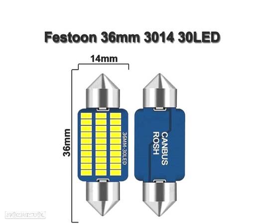 LÂMPADA LED CANBUS MATRICULA HABITACULO 36 MM 30LEDS - 2