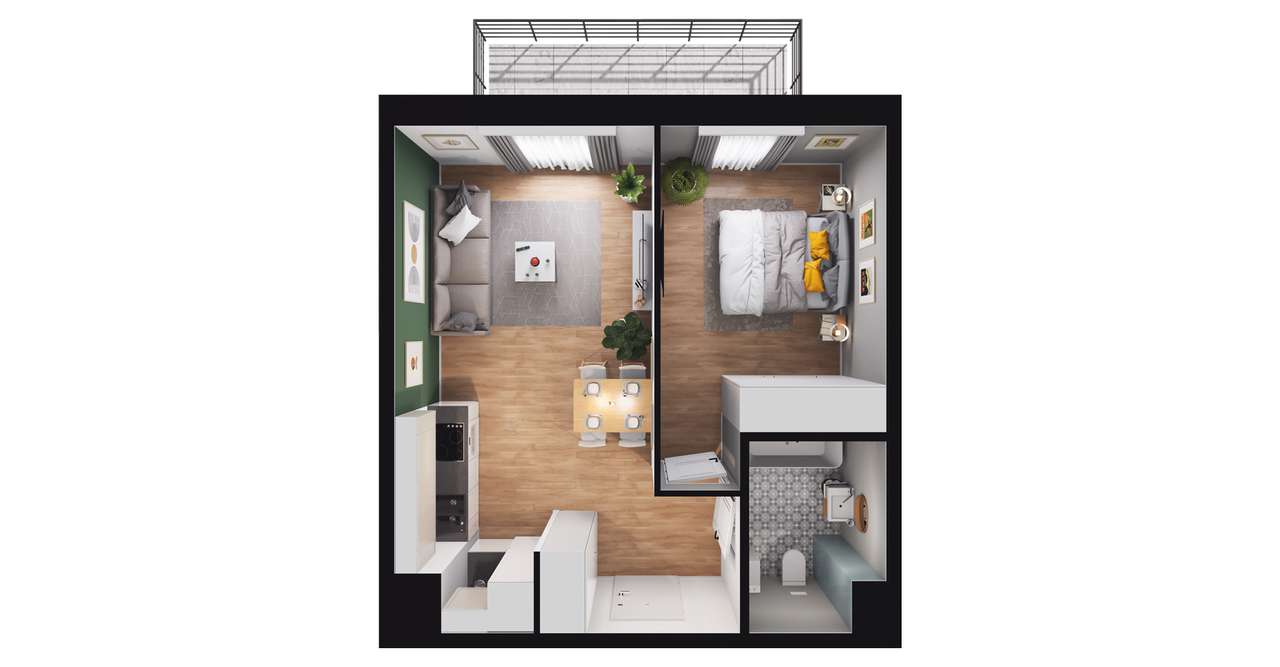 2-pokojowe mieszkanie 40m2 + balkon Bezpośrednio - Pełny obrazek: 2/7