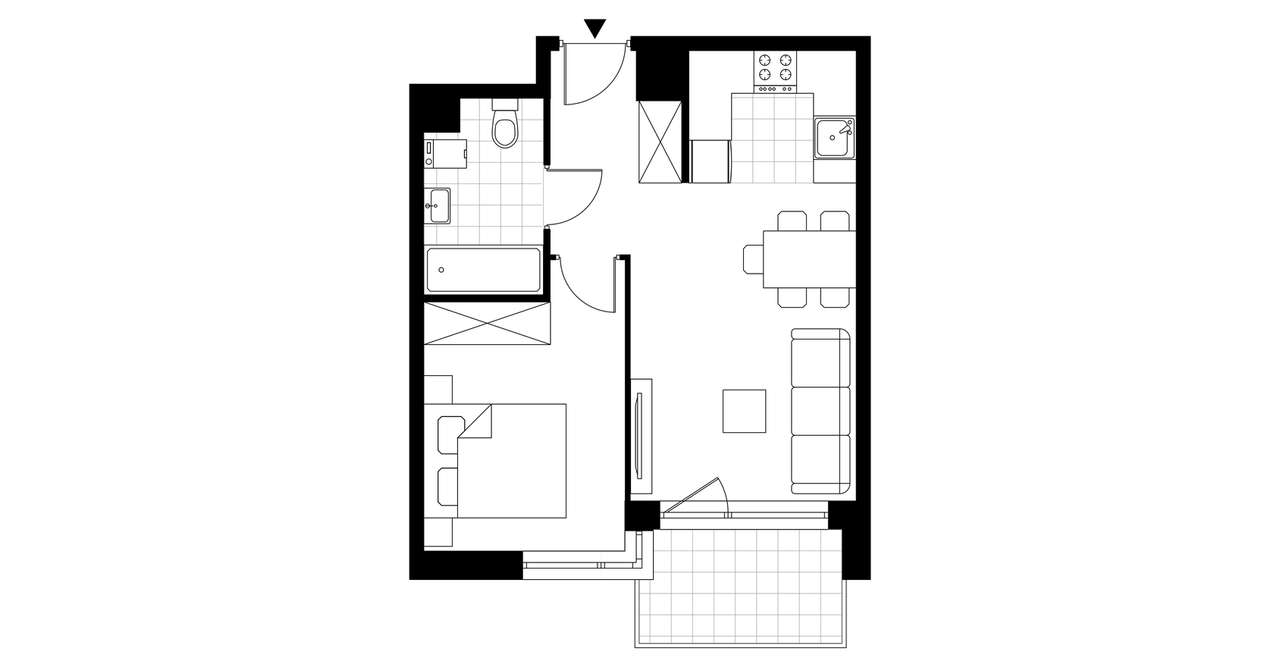 2-pokojowe mieszkanie 37m2 + loggia Bezpośrednio - Pełny obrazek: 3/8