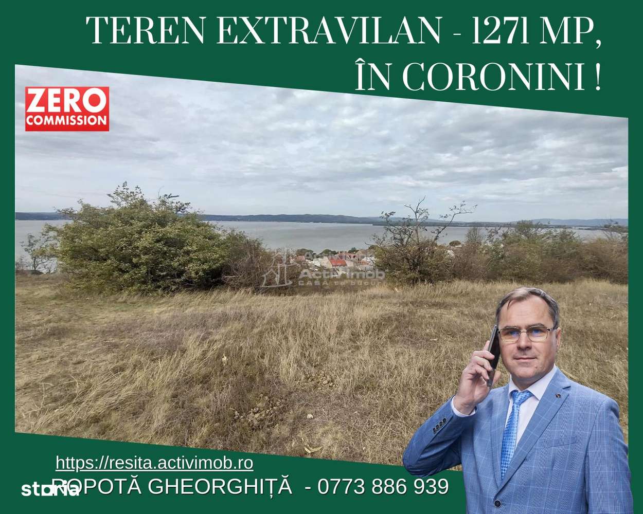 Coronini, Teren Drept, Vedere la Dunare, 1271 mp, 14,95 EuroMp, Negoci - Imagine principală: 1/13