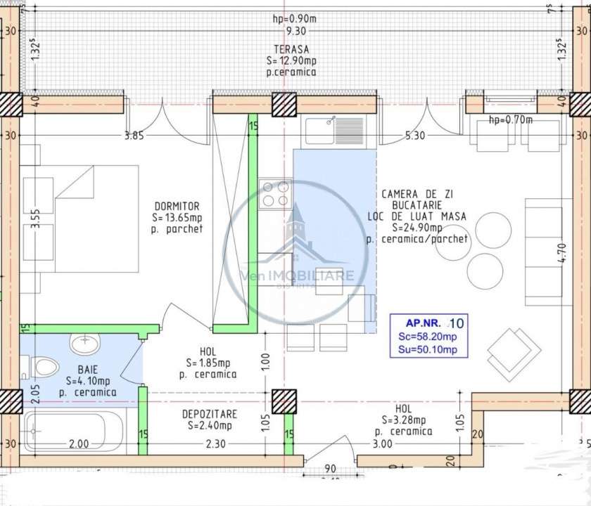 Apartament 2 camere | Etaj 1 cu lift | terasa 13mp — fotografia 3