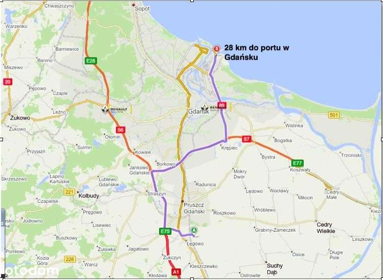 Działka przemysłowa nieopodal węzła Rusocin-7