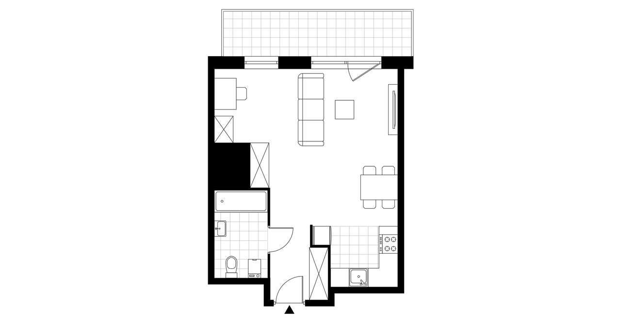1-pokojowe mieszkanie 38m2 + loggia Bez Prowizji - Pełny obrazek: 3/8