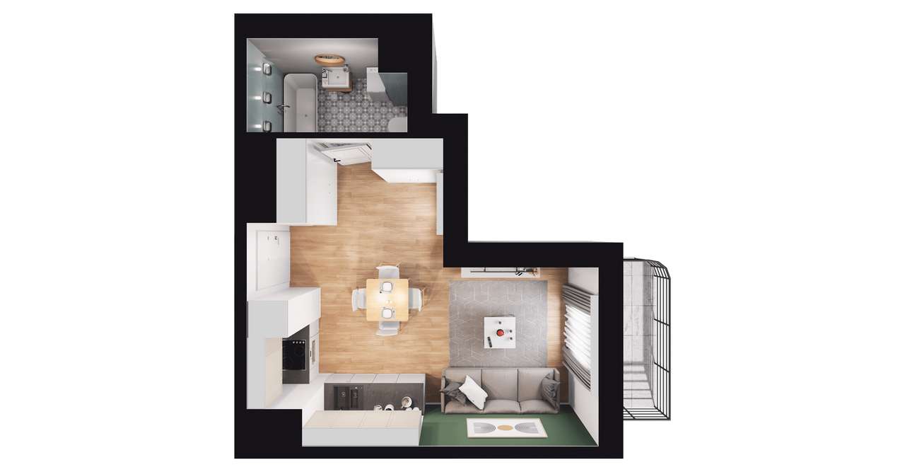 1-pokojowe mieszkanie 25m2 + balkon Bez Prowizji - Pełny obrazek: 2/8