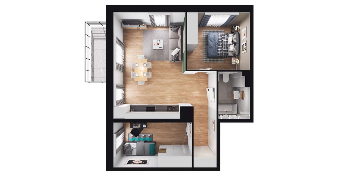 3-pokojowe mieszkanie 53m2 + balkon Bez Prowizji - Pełny obrazek: 3/7