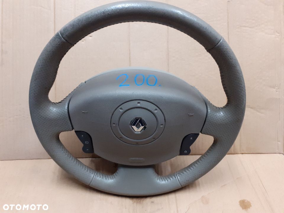 # KIEROWNICA RENAULT CLIO III 3  JASNA SKÓRA SKÓRZANA MULTI MULTIFUNKCJA (Lok. 200) - 1