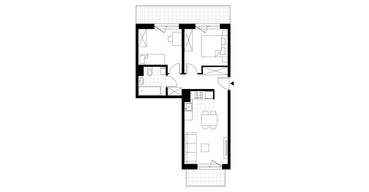 3-pokojowe mieszkanie 56m2 + 2 loggie Bezpośrednio - Pełny obrazek: 3/8