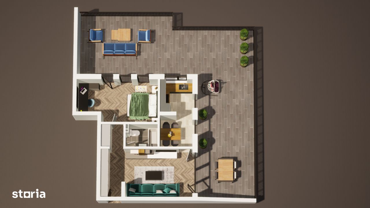 Apartament 2 camere + terasa 80 mp, cu CF, Imobil nou, Parcul Poligon