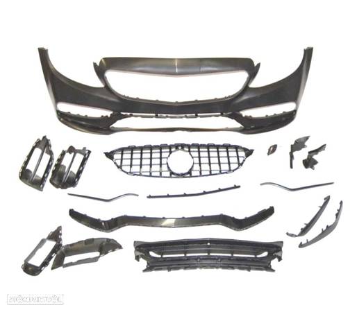 PARA-CHOQUES FRONTAL PARA MERCEDES W205 SW 14-18 LOOK C63 NEW PRETO - 2