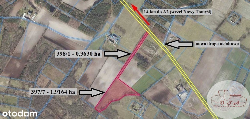 2,3 ha 15 km A2 Wz na magazyn farma fotowoltaiczna