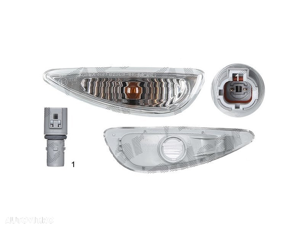 Lampa semnalizare laterala Hyundai Accent (Rb), 08.2010-; I30 (Gd), 03.2012-05.2012; Elantra (Md/Ud), 08.2010-05.2012, fata, stanga/dreapta, cu suport becuri; - 1