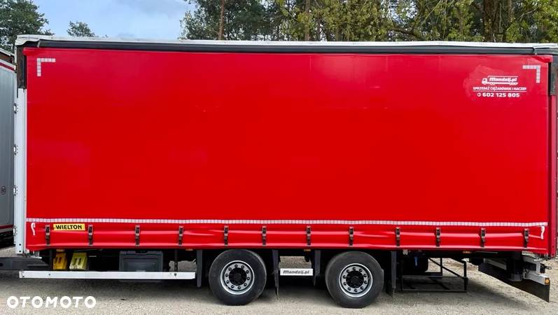 Scania R410 HIGHLINE 6x2 JUMBO OŚ PODNOSZONA AUTOMAT RETARDER STANDKLIMA FIRANKA DŁ:7.80m + PRZYCZEPA TANDEM WIELTON FIRANKA DŁ:7.80m NOWE PLANDEKI ZESTAW PRZEJAZDOWY EURO 6 2015 IGŁA - 20