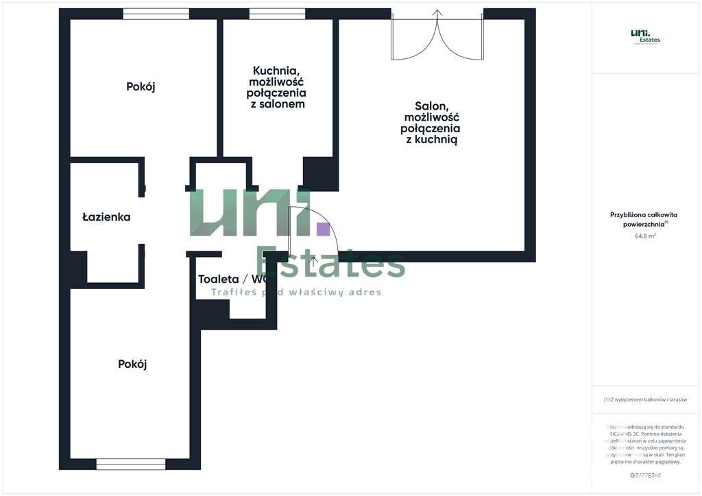 64 m² l Możliwość aranżacji l Stan deweloperski - Pełny obrazek: 2/20