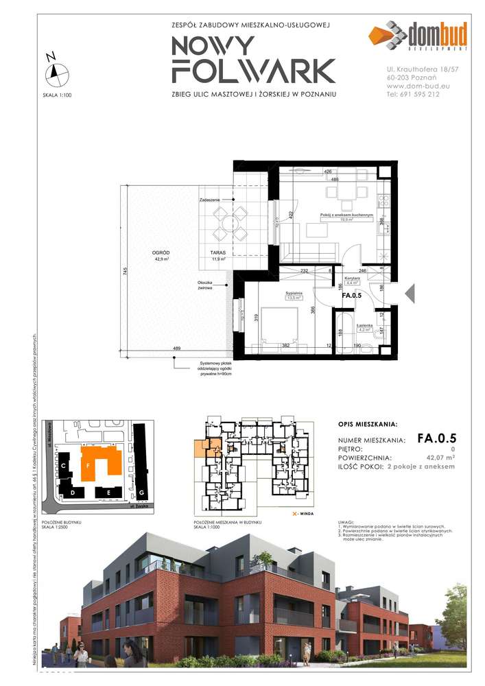 2-pokojowe mieszkanie 42m2 + ogródek Bezpośrednio - Pełny obrazek: 2/7