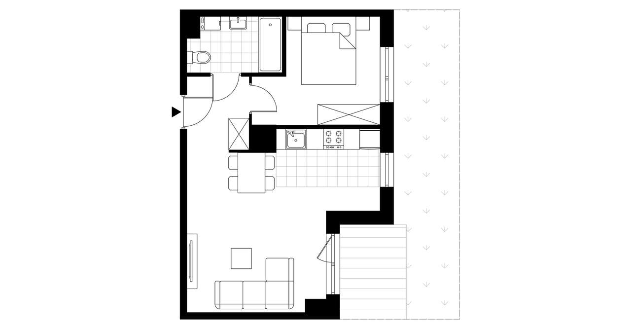 2-pokojowe mieszkanie 41m2 + ogródek Bezpośrednio - Pełny obrazek: 3/8