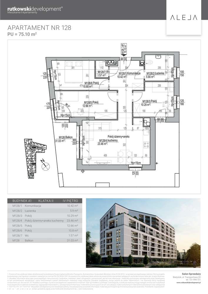 4-pokojowe mieszkanie 75m2 + balkon - Pełny obrazek: 2/7