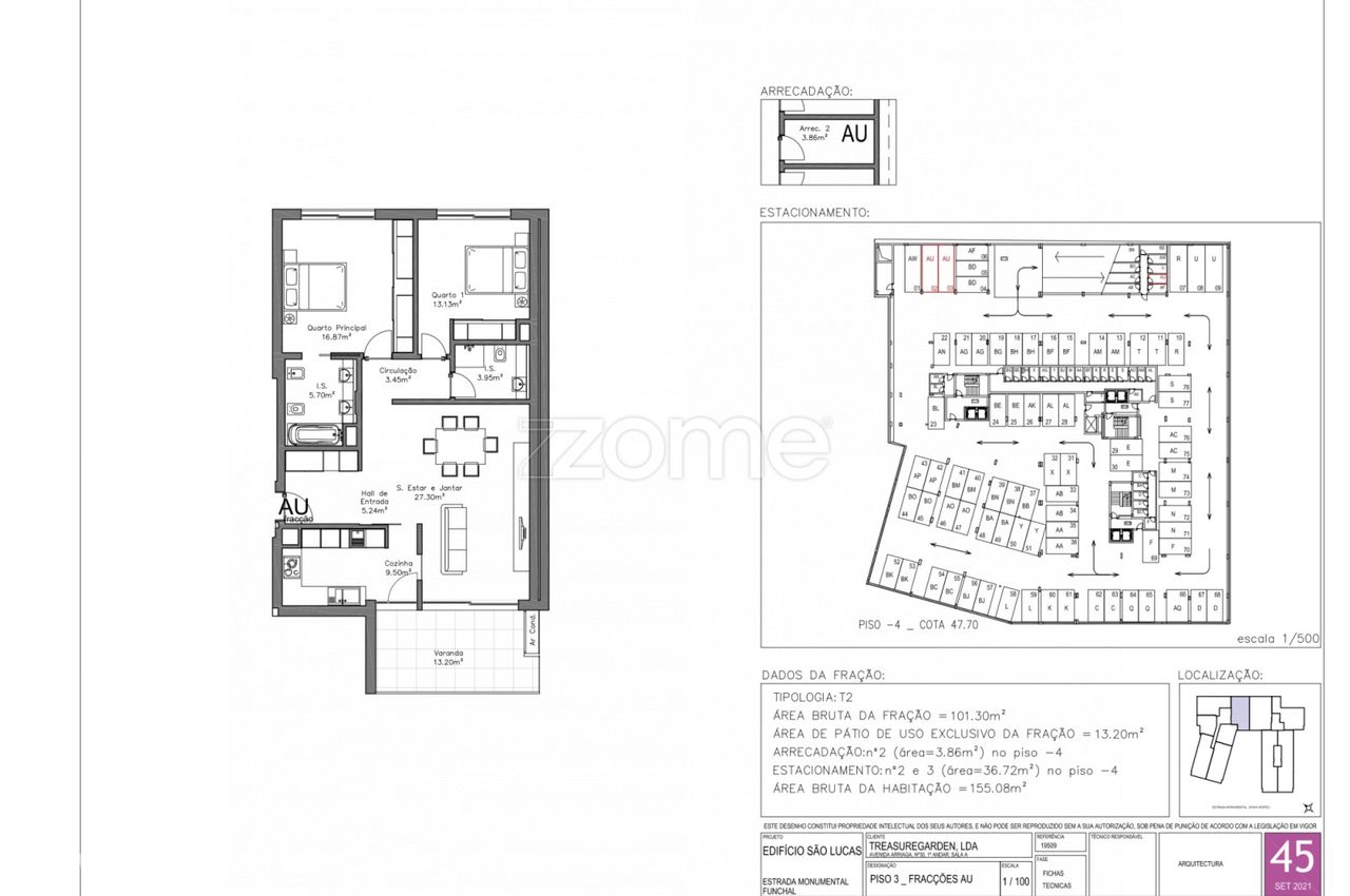 Apartamento T2, Fracção AU