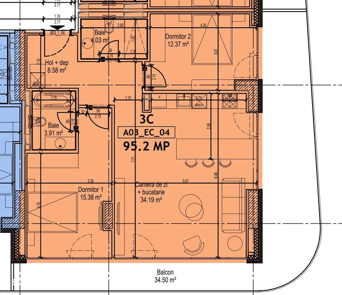 Apartament cu 3 camere | One Lake District | View la lac-19