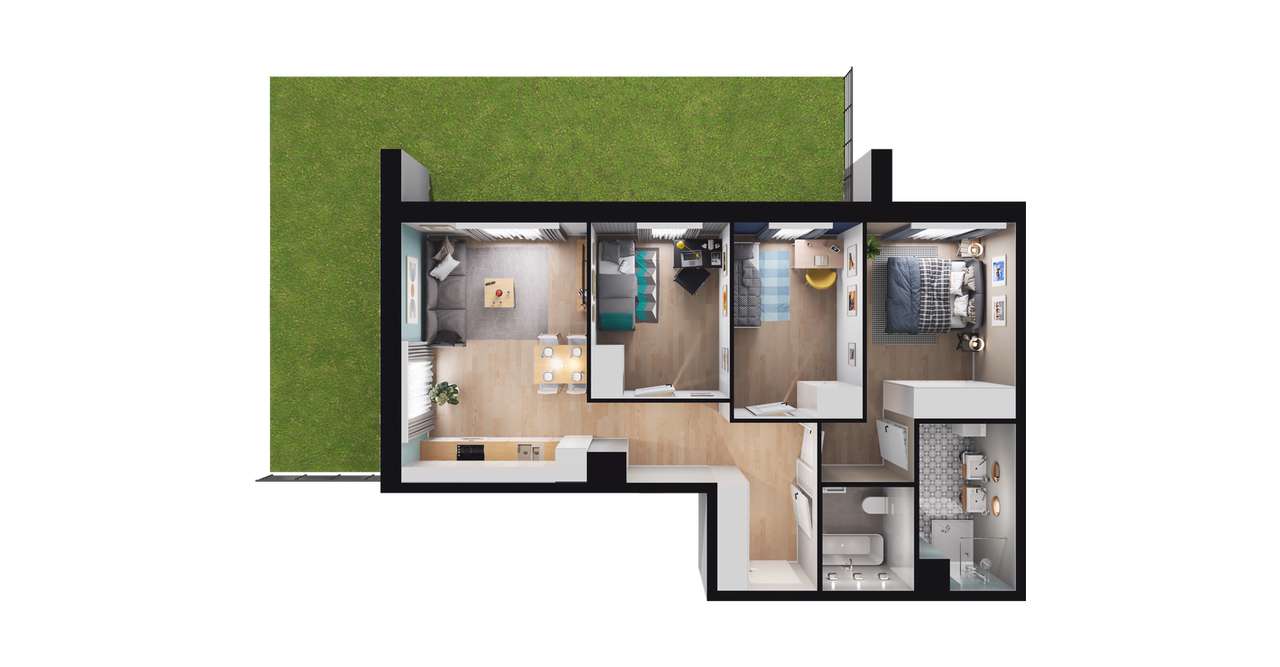 4-pokojowe mieszkanie 66m2 + ogródek Bezpośrednio - Pełny obrazek: 3/8