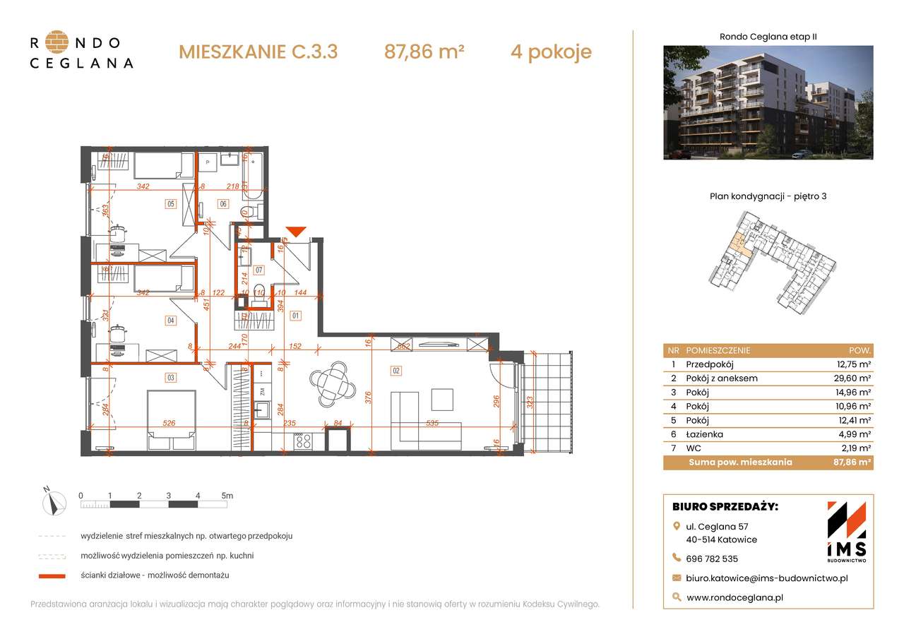 4-pokojowe mieszkanie 87m2 + balkon Bezpośrednio - Pełny obrazek: 2/8